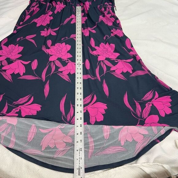 Lane Bryant Navy Pink Mid-Sleeve Faux-Wrap Midi Dress Sz 26/28 Women’s - Picture 8 of 10